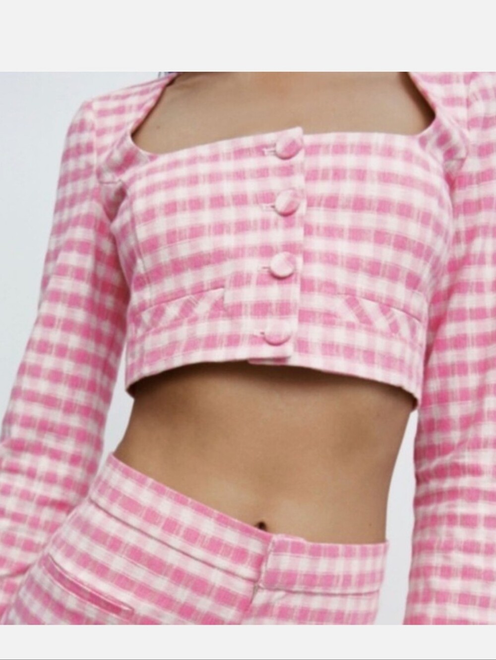 Zara Pink Plaid Crop Blazer Jacket Medium NWT Preppy Clueless Y2K Office Siren